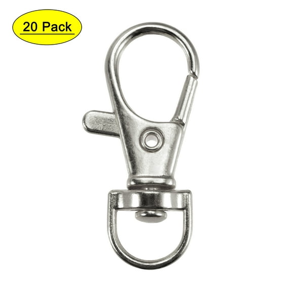 Uxcell 37mm Length Zinc Alloy Swivel Clasps Lanyard Snap Hook Silver,20 Pack