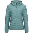 thumbnail image 6 of Women's Packable Puffer Jacket Lightweight Full Zip Long Sleeve Hooded Down Jacket with Pocket Casual Solid Color Winter Warm Outwear, 6 of 8