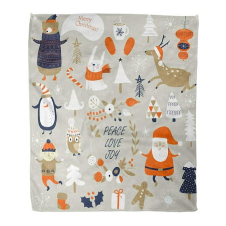 Flannel Jumper - KDAGR Throw Blanket Warm Cozy Print Flannel Christmas Cute Santa Claus Bear in Knitted Jumper Trees Flowers Cup of Hot Comfortable Soft for Bed Sofa and Couch 58x80 Inches