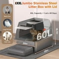 thumbnail image 3 of XXXL Stainless Steel Litter Box with Lid, Extra Large 28" Lx20 Dx18.1 H Litter Box for Big Cats, Enclosed Jumbo Metal Litter Boxes with Removable Cover & Footboard, Anti-Leakage,Odorless, 3 of 6