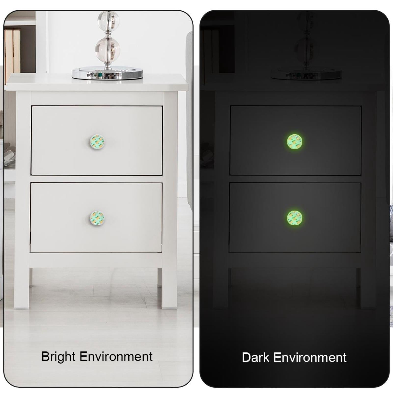 4PCS Round Orange Slice and Mint Cabinet Fluorescence Knob Glowing in the Dark Furniture Drawer Pulls Handle with Screws