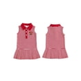 thumbnail image 2 of RUINIXCW Toddler Baby Girl Football Dress Outfit Infant Girl Summer Fall Tank Dress Rubby Embroidery Sleeveless Turn Down Collar Stripe Pleated Dress, 2 of 9