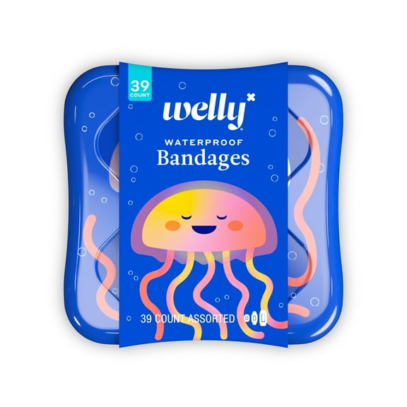 Welly Flex Fabric Bandages, Waterproof Bravery Badges for Kids, Assorted Sizes, 39 Count