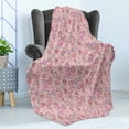 thumbnail image 4 of Love Soft Flannel Fleece Throw Blanket, Romantic Doodle Style Pattern Winged Striped Hearts Arrows Abstract, Cozy Plush for Indoor and Outdoor Use, 70" x 90", Coral Pink Pale Yellow, by Ambesonne, 4 of 5