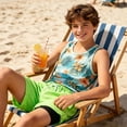 thumbnail image 2 of Aideaone Boys Swim Trunks with Compression Liner Solid Color Bathing Suits Summer Quick Dry Swimwear Swim Shorts 6-14T, 2 of 6