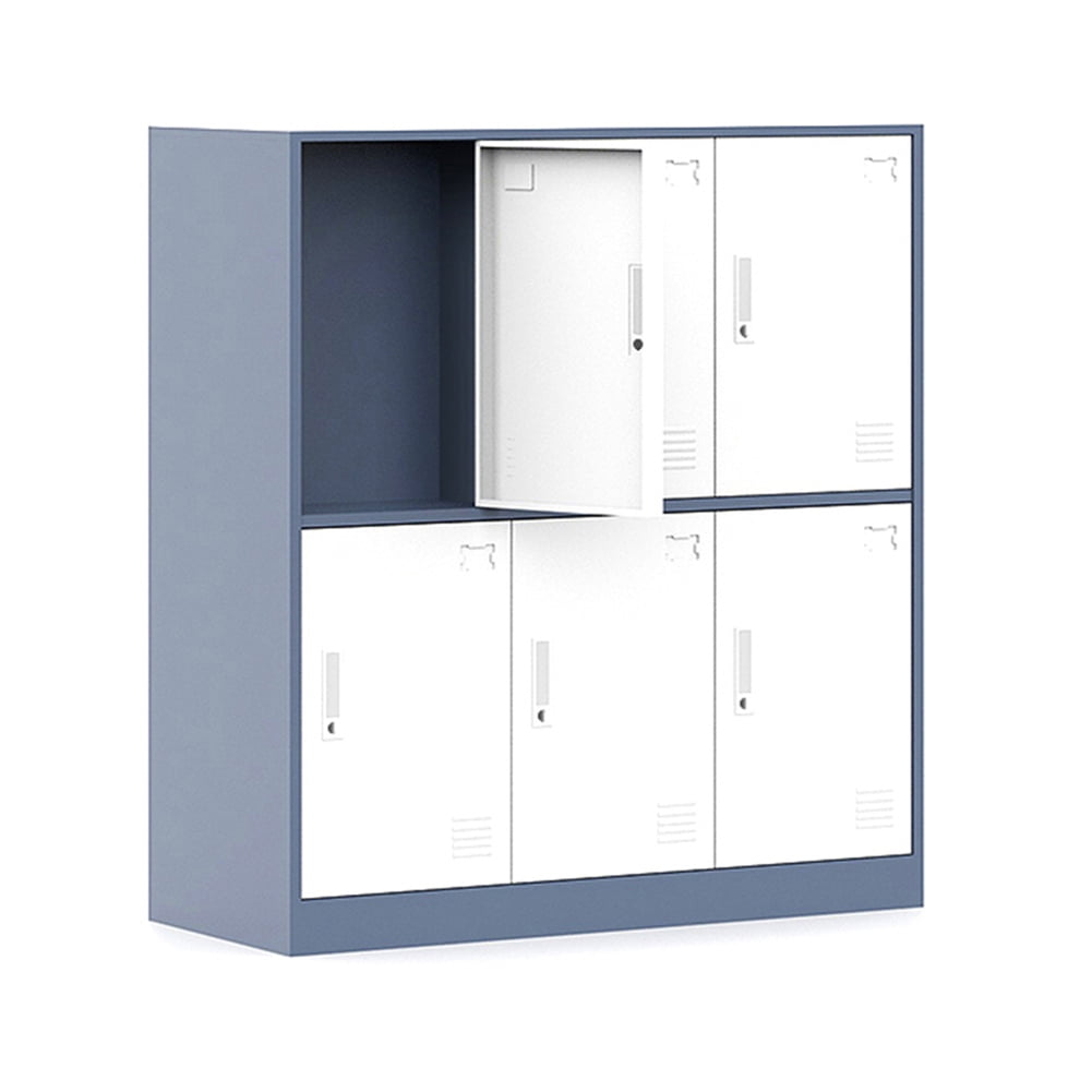 Kepooman 6-Door Metal Storage Cabinet, Locker Organizer for School & Home Storage Locker Organizer, Grey & White Kepooman 6-Door Metal Storage Cabinet, Locker Organizer for School & Home Storage Locker Organizer, Grey & White