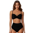 thumbnail image 2 of MKLEKYY Trajes De Baño Mujer Women High Waisted Bikini Sexy Push Up Two Piece Swimsuits Vintage Swimsuit Two Piece Retro Ruched High Waist Print Bikini Set 2734, 2 of 6