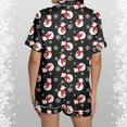 thumbnail image 4 of YuYuBao Women Pajamas Sets Christmas Snowflake Print Silk Satin Short Sleeve Shirt With Shorts Pjs Sleepwear Sets, 4 of 6