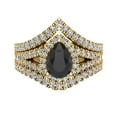 thumbnail image 4 of 14K Gold Wedding Ring Set Solitaire Enhancer Look Bands Pear Black Diamond (I,I1), 4 of 5