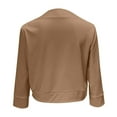 thumbnail image 4 of Mnjin Casual Cropped Blazer Jackets for Women Solid Color 3/4 Sleeve Open Front Cardigan Short Jacket Suit Coat Outerwear (Coffee,Size-L), 4 of 6
