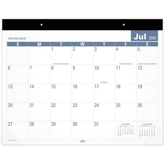 AT-A-GLANCE Easy-to-Read Academic 2025-2026 Monthly Desk Pad Calendar Standard