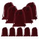 thumbnail image 2 of 10pcs Flannel Drawstring Bags Burgundy Small Pouches for Jewelry Bracelets Wedding Party Favors Bridal Shower Durable Soft Storage, 2 of 5