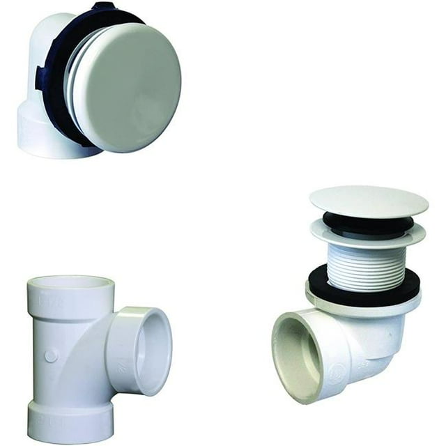 Westbrass D593PRK-50 Schedule 40 PVC Plumbers Pack with Tip-Toe Bath Drain, Powder Coated White