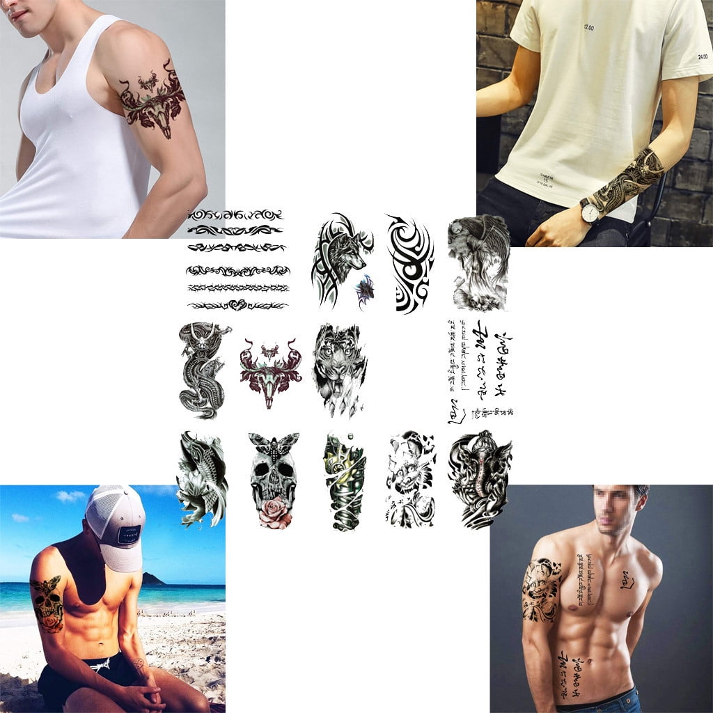 ONHUON Stickers Tattoo BodyArmShoulder Fake Chest Tattoos Sleeves 14