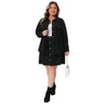 thumbnail image 5 of Agnes Orinda Women's Plus Size 2 Piece Corduroy Button Down Peplum Shirts and Elastic Waist A Line Mini Skirt Set with Pockets 1X Black, 5 of 7