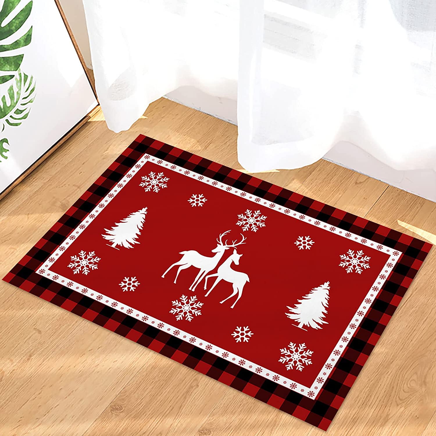 ANNAMALL Indoor Doormat, Christmas Trees Snow Winter Festival Red White  Floor Mat Front Doormat Non Slip Low-Profile Soft Door Rugs for Entry, High  Traffic Area…
