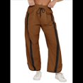 thumbnail image 2 of Pantalones Deportivos Holgados de Pierna para Mujer, Informales, con Cordón Ajustable y Cintura Elástica, en Colores Contrastantes, Estilo Y2K. Marrón Oscuro L, 2 of 7