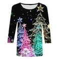 thumbnail image 5 of SELONE Christmas Shirts for Women Santa 3/4 Sleeve Xmas Pullover Tops Merry Christmas Tees Blouses Christmas Themed Clothing Christmas Outfits Ideas Holiday Attire Party Collection Red S, 5 of 5