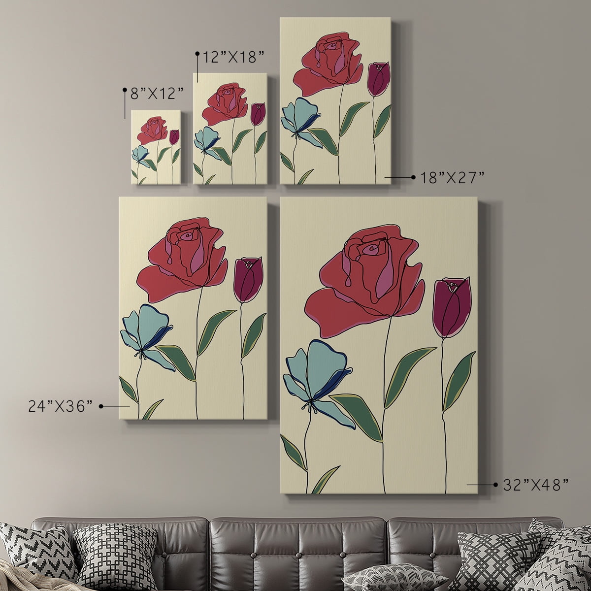 Colored Floral I Premium Gallery Wrapped Canvas - Ready to Hang