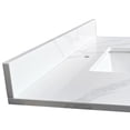 thumbnail image 5 of Montary 37-inch Quartz Bathroom Vanity Top with Undermounted Ceramic Sink & 4 Inch High Backsplash, 3/4" Thick Quartz Stone Vanity Sink Tops with 1 Pre-Drilled Hole, Calacatta White, 5 of 7