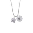 thumbnail image 2 of Delight Jewelry Silvertone Purple Plumeria Flower Silvertone Script Initial Disc - E - Charm Necklace, 20"+3", 2 of 4