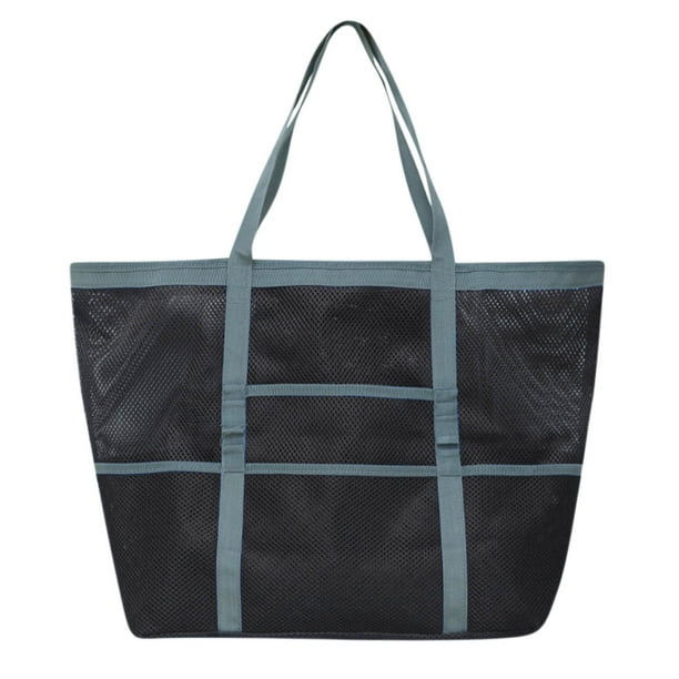 Bolsa de playa grande de malla con 8 bolsillos - Bolsa deportiva impermeable de 35L para piscina, viajes y gimnasio - Almacenamiento de secado rápido para toallas y material