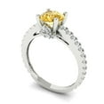 thumbnail image 2 of 1.465 ct Round Cut Natural Citrine Solitaire with Accents Engagement Ring for Women in 18K White Gold, 2 of 5