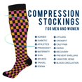 thumbnail image 4 of Haosy Compression Socks for Men Women Knee High Running Socks for Nurse Hiking Recovery Travel Athletic 2 Pairs Pink and Orange Checkered, 4 of 9
