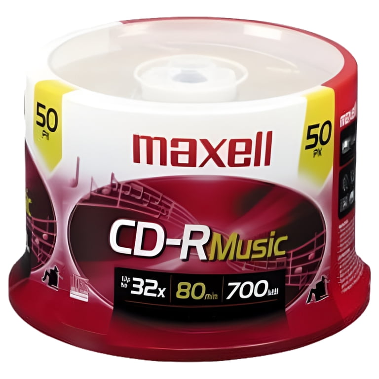 Maxell, 50pc CD-R Music 80min, Blank Media - Walmart.com