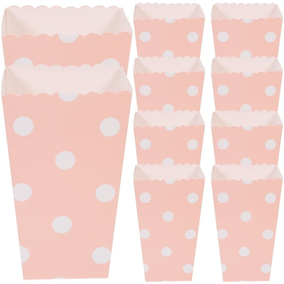 24pcs Popcorn Boxes Holder Containers Cartons Paper Bags Dot Design Snack Box for Movie Theater Dessert Tables Wedding Favors (Pink)