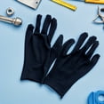 thumbnail image 2 of 12 pares de guantes de algodón para protección laboral, cómodos guantes de trabajo, manoplas para protección de manos, color negro, talla (fina M)., 2 of 7