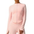 thumbnail image 6 of Women's Zip Up Athletic Jackets Cropped Long Sleeve Workout Tops 2025 Fall Slim Fitted Yoga Gym Shirts Pink XL, 6 of 7