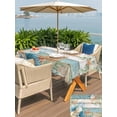 thumbnail image 4 of Outdoor Tablecloth with Umbrella Hole and Zipper, Teal Brown Beach Coastal Rectangle Table Cloth 52x70 Inch Waterproof Tablecloth, Summer Nautical Coral Shell Botanical Vintage Picnic Table Cover, 4 of 7