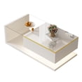 thumbnail image 1 of 39.4 inch Long Coffee Table, High-Gloss White. Side Tables, Coffee Tables with Glass and LED Effect, 1 of 54
