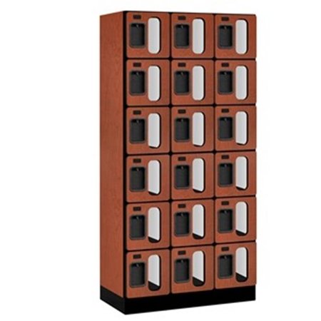 Salsbury S-36368CHE 36 In. W X 76 In. H X 18 In. D 6-Tier Box Style See-Through Designer Wood Locker In Cherry