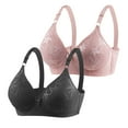 thumbnail image 1 of Bowake 2 Pack Wireless Full Coverage Plus Size Bras for Women Comfort Lace Bralettes Lift V Neck Bra Black 1, 1 of 3