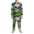 thumbnail image 3 of Sikiie Skull and Palm Leaves Mens Pajama Set, Soft Warm Long Sleeve Sleepwear, Cozy Button-Down Pjs for Men-Large, 3 of 7