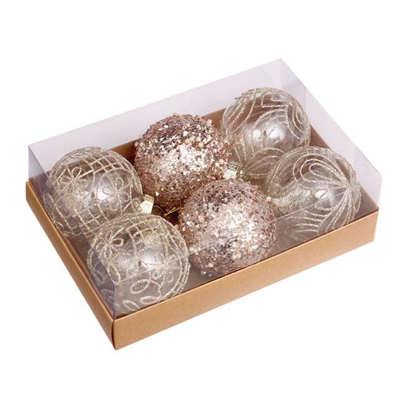 6 Pcs Boules de Noël Décoratives - Pendentif d'Ornement pour Arbre Christmas Ornaments, Christmas d'Intérieur, Fournitures de Fête, Suspension pour Arbre en Plastique