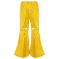 thumbnail image 5 of GiLiling Kids Girls Sparkly Sequins Dance Pants, Wide Leg Bell Bottom Flared Trousers for Hip Hop Jazz Disco (Gold, 11-12 Years), 5 of 7