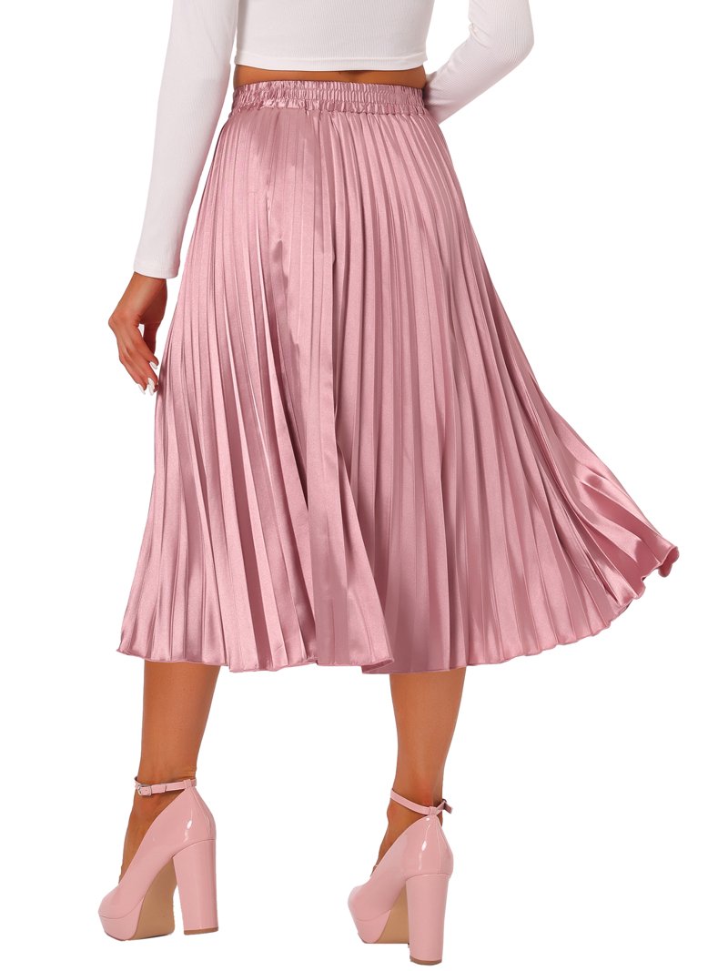 NOMADIC NOOK Women's Metallic Shiny Accordion Pleated Skirt