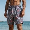 thumbnail image 5 of ZToonmas Men's Tropical Hawaiian Print Swim Trunks Quick Dry Elastic Waist Drawstring Shorts Beach Board Shorts for Summer, 5 of 7