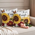 thumbnail image 2 of Sunflower Gray Check Outdoor Waterproof Pillow Covers, Farmhouse Flowers Butterfly Decorative Square Throw Pillowcase Sofa Cushion Sham for Patio/Couch/Chair, 18"x18" 2 Pack, 2 of 8