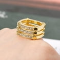 thumbnail image 2 of Men's Gold Geometric Ring Alloy Three-Row Diamond Ring Hollow Design with Artificial Gems and Semi-Precious Stones Inlay Statement Fashion Jewelry, 2 of 5