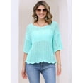 thumbnail image 3 of DARING DIVA Women's Crochet Hollow Out Knit Half Sleeve Top S Sky Blue, 3 of 6