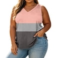 thumbnail image 7 of cocolona Womens Plus Size Tank Tops Striped Printed V Neck Oversized Sleeveless Shirts Trendy Casual Loose Tees, 7 of 7