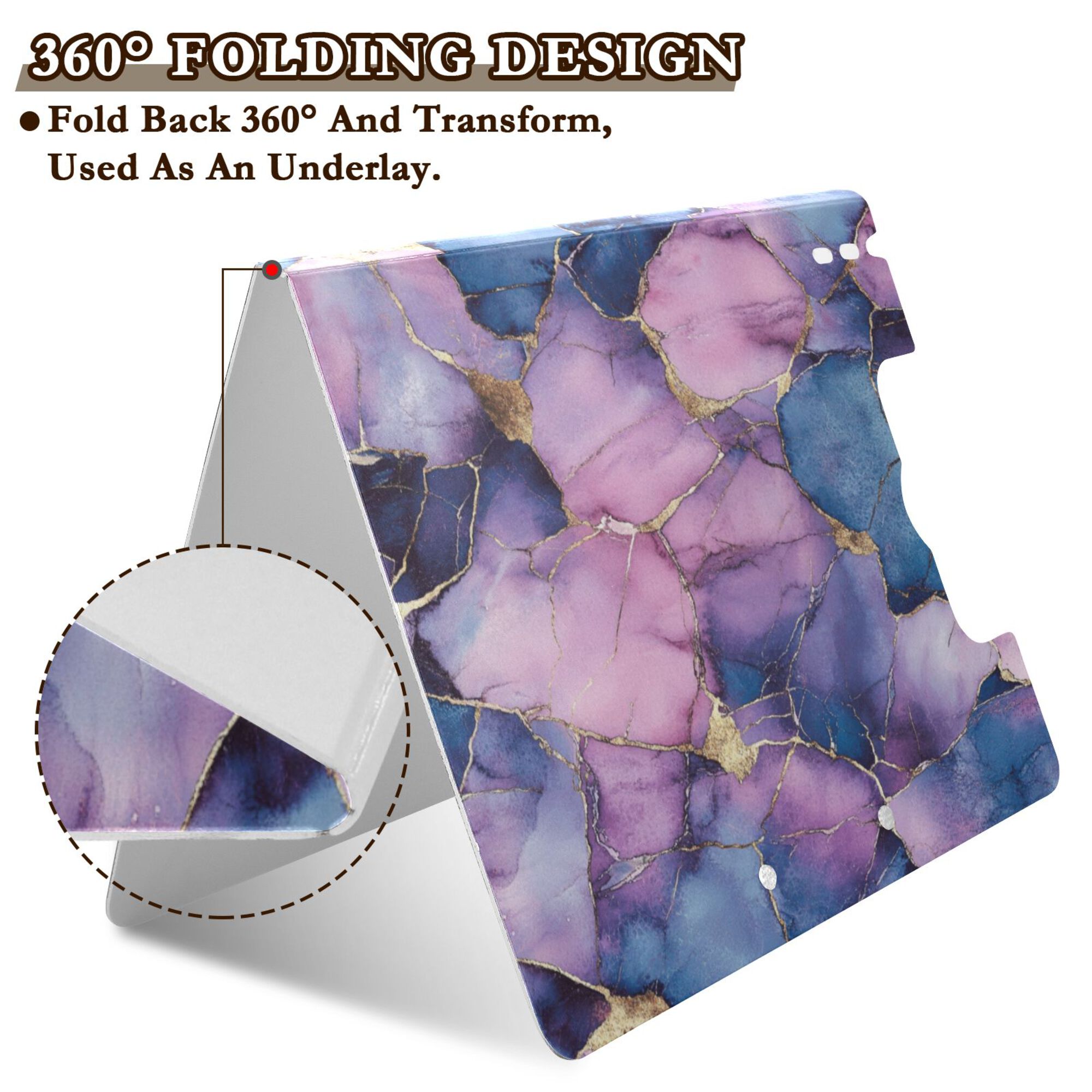 FORMRS A4 Clipboard Folder with Pen Holder Horizontal Foldable School Office Binder, Watercolor Pink Marble Pattern