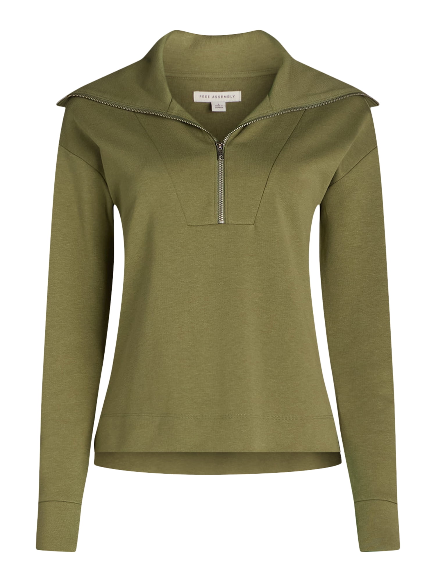 Free Assembly Women's and Women's Plus Half Zip Pullover Sweatshirt, Sizes XS-4X