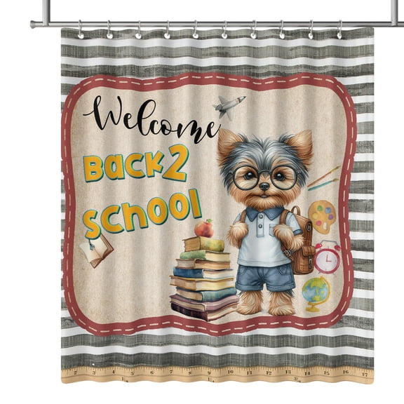 Welcome Yorkshire Terrier Back to School Vintage Retro Shower Curtain Yorkie Dog Lover Gifts Waterproof Bathroom Bathtub Curtain - 02012