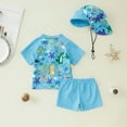 thumbnail image 4 of Gubotare Swimsuit Toddler Boy Boys' Rash Guard Set - 2 Piece Sun Protection Swim Shirt and Bathing Suit (Sky Blue,6-12 Months), 4 of 9