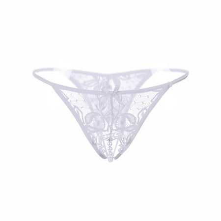 Xiaoxatg Womens Lingerie Sexy Women Lace Crotchless Panties Crotch Thong With Pearls Massaging Underwear And Stockings And Sleeves